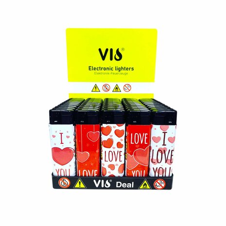 Aanstekers - I Love U Hartjes &ndash; Navulbaar &amp; Verstelbaar - 50 stuks
