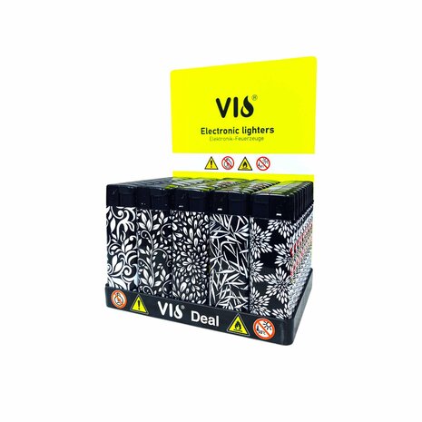 Aanstekers klik tray van 50 stuks - Navulbaar - zwart  wit print