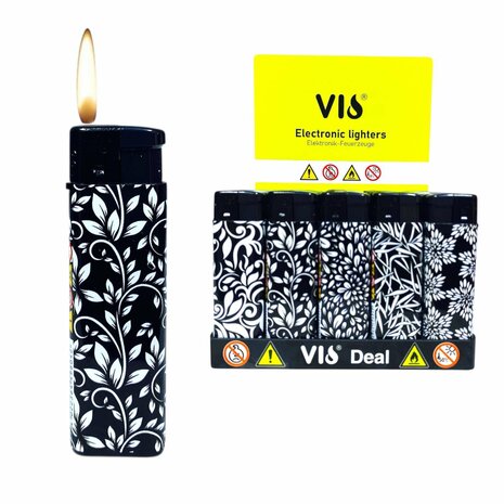 Aanstekers klik tray van 50 stuks - Navulbaar - zwart  wit print