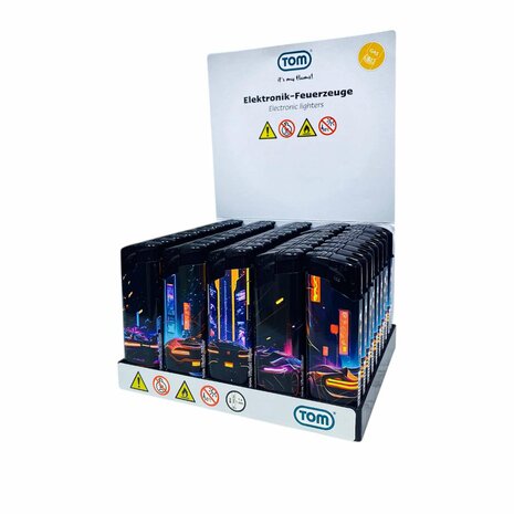 TOM&reg; Night Rider Aanstekers &ndash; Stoere Auto Print Aanstekers (50 stuks) &ndash; Navulbaar &amp; Verstelbaar vlam