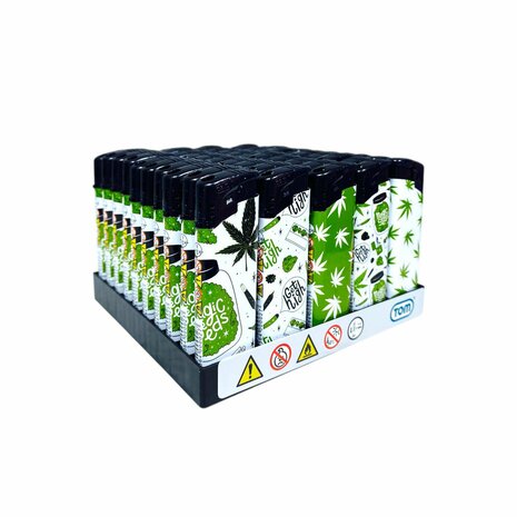 Aanstekers met Ganja Weed Print - 50 stuks - cannabis design lighters TOM&reg;