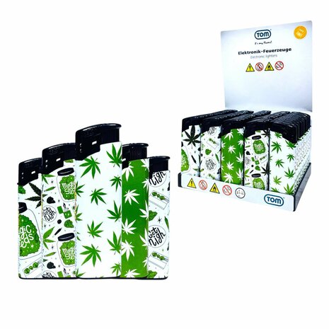 Aanstekers met Ganja Weed Print - 50 stuks - cannabis design lighters TOM&reg;