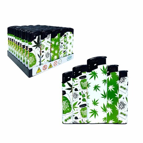 Aanstekers met Ganja Weed Print - 50 stuks - cannabis design lighters TOM&reg;