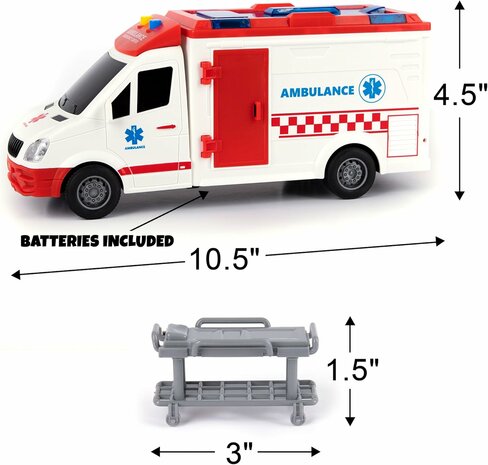 Ambulance speelgoed met licht en sirene geluidseffecten - door wrijving aangedreven wielen 