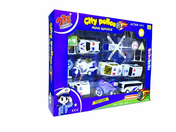Police Set - Emergency Services Set Cars and Plane for Children - 12 Pieces