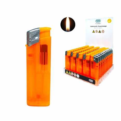 Aanstekers Bedrukbaar - Oranje Transparant 50 stuks - Verstelbare &amp; navulbaar