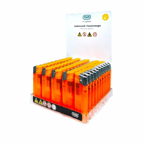 Aanstekers Bedrukbaar - Oranje Transparant 50 stuks - Verstelbare &amp; navulbaar