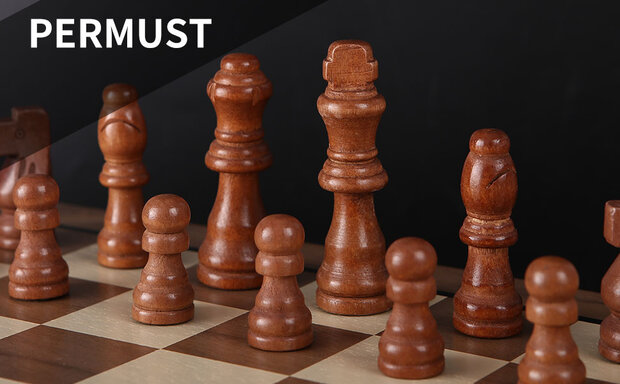 Luxury Magnetic Chess and Checkers Board - 39cm Foldable 2-in-1 Wooden Chess Set