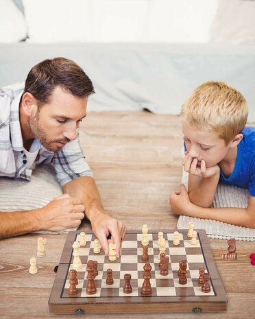 Luxury Magnetic Chess and Checkers Board - 39cm Foldable 2-in-1 Wooden Chess Set