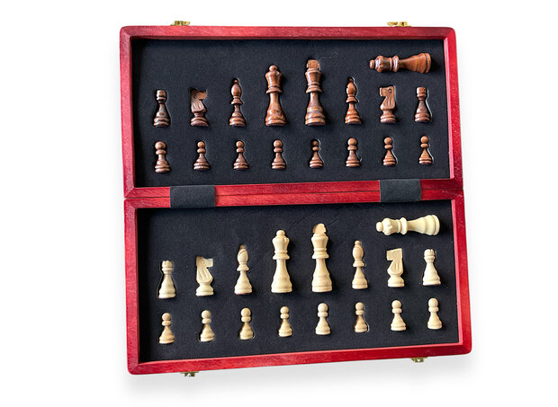 Chess - Professionele Magnetische houten schaakbord 38cm - opvouwbaar