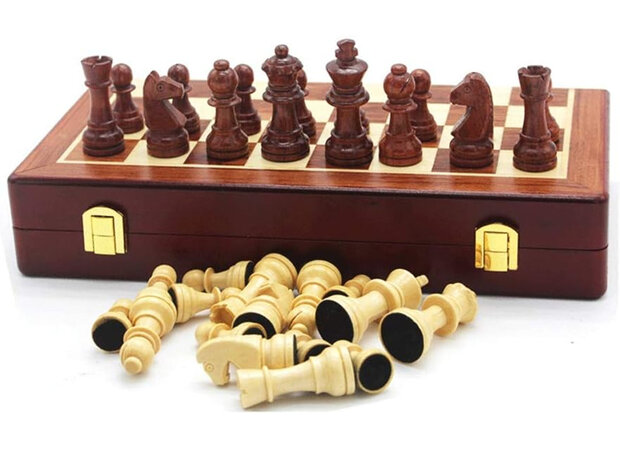 Chess - Professionele Magnetische houten schaakbord 38cm - opvouwbaar