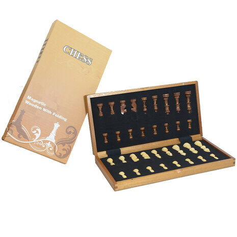 Magnetische Schaakset van Rozenhout - Met Ge&iuml;ntegreerde Sluiting - 38.8cm Schaakbord