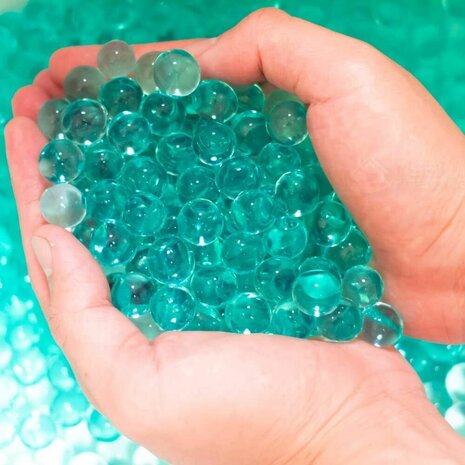 Gel balletjes turquoise kleur - grote fles 50.000 stuks - 210 gram - Gelblaster ballen - 7-8mm