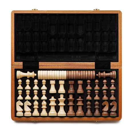 CHess &amp; Checkers Set - Chess and draughts 2in1 - 38X38CM - beech wood