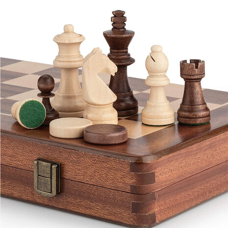 CHess &amp; Checkers Set - Chess and draughts 2in1 - 38X38CM - beech wood