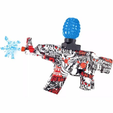 Gel Blaster AK47 Rood - Luminous Silencer met Led licht - compleet set - oplaadbaar - 45 cm + 2 zakjes gelballen