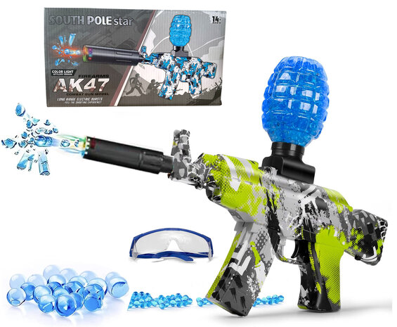 Gel Blaster AK47 Groen- Luminous Silencer met Led licht - compleet set - oplaadbaar - 45 cm + 2 zakjes gelballen