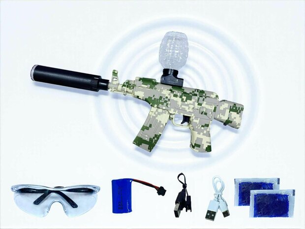 Gel Blaster AK47 Army - Luminous Silencer with LED light - complete set - 45 cm + 2 bags of gel balls