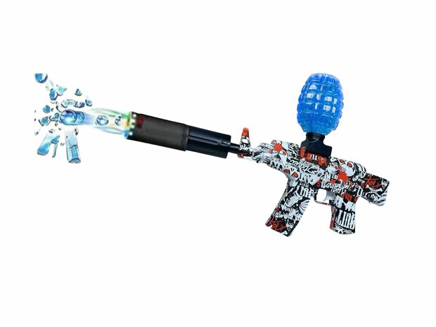 Gel Blaster AK47 Rood - Luminous Silencer met Led licht - compleet set - oplaadbaar - 45 cm + 2 zakjes gelballen