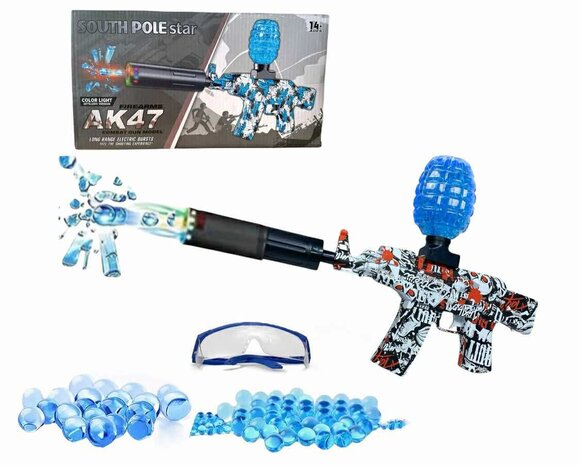 Gel Blaster AK47 Rood - Luminous Silencer met Led licht - compleet set - oplaadbaar - 45 cm + 2 zakjes gelballen