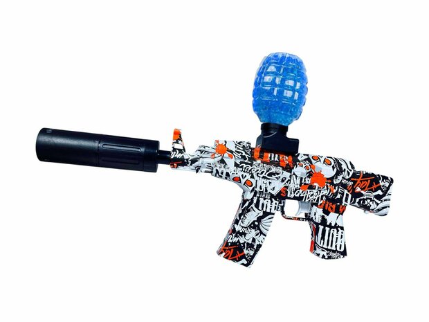 Gel Blaster AK47 Rood - Luminous Silencer met Led licht - compleet set - oplaadbaar - 45 cm + 2 zakjes gelballen