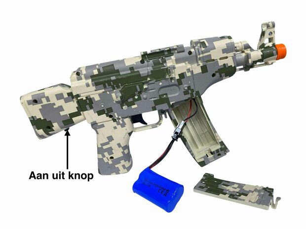 Gel Blaster AK47 Army - Luminous Silencer with LED light - complete set - 45 cm + 2 bags of gel balls