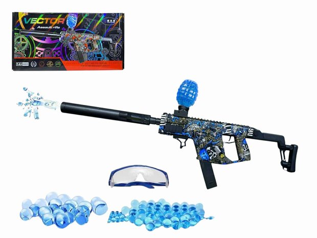 Gel Blaster - Space Vector Assault Rifle - complete set - rechargeable - 74 CM Blue including gel balls (1000 pcs.)