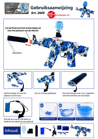 Gel Blaster AK47 Groen- Luminous Silencer met Led licht - compleet set - oplaadbaar - 45 cm + 2 zakjes gelballen