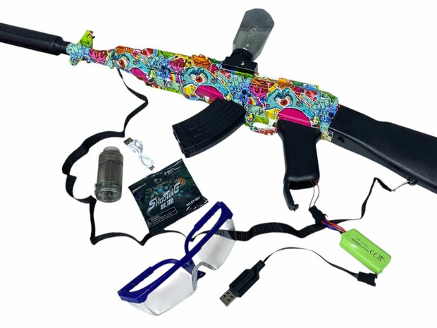 Shooting Elite Gelblaster - Luminous Silencer - AK47 Led Light - compleet set  - Oplaadbaar - 74CM