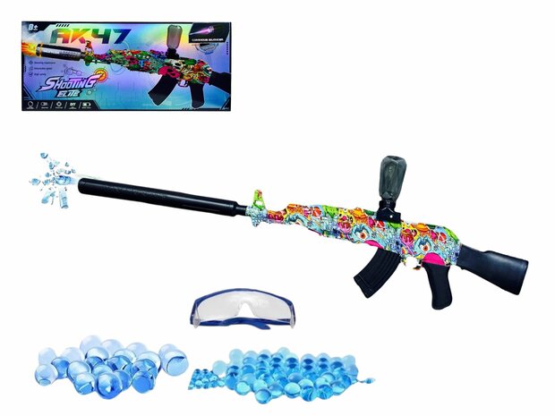 Shooting Elite Gelblaster - Luminous Silencer - AK47 Led Light - compleet set  - Oplaadbaar - 74CM