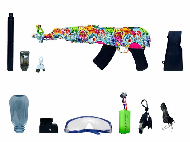 Shooting Elite Gelblaster - Luminous Silencer - AK47 Led Light - compleet set  - Oplaadbaar - 74CM