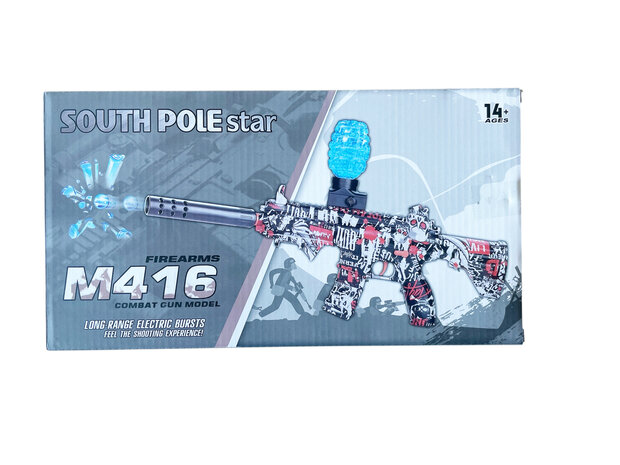 Gel Blaster - Electric Gun - Blue Graffiti - Complete Set Including Gel Balls - Rechargeable - 48CM