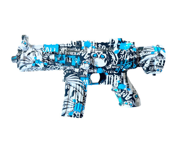 Gel Blaster - Electric Gun - Blue Graffiti - Complete Set Including Gel Balls - Rechargeable - 48CM