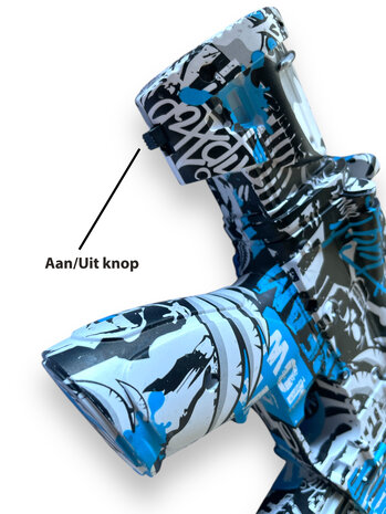 Gel Blaster - Electric Gun - Blue Graffiti - Complete Set Including Gel Balls - Rechargeable - 48CM