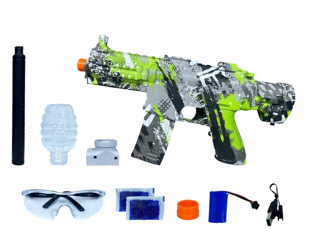 Gel Blaster- Elektrische pistool  - Green Graffiti  - compleet set incl. gel ballen - oplaadbaar - 48CM