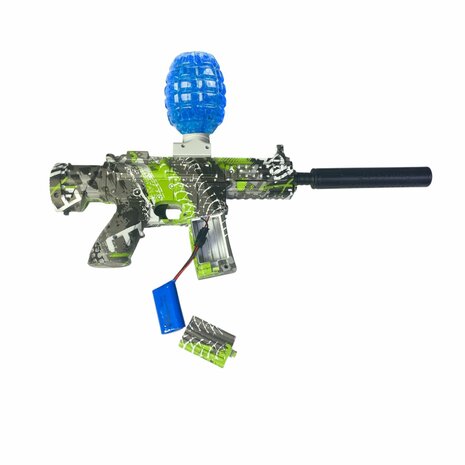 Gel Blaster- Elektrische pistool  - Green Graffiti  - compleet set incl. gel ballen - oplaadbaar - 48CM