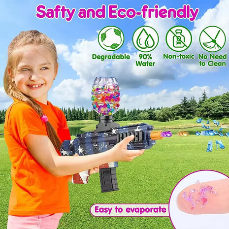 Gel Blaster- Elektrische pistool  - Green Graffiti  - compleet set incl. gel ballen - oplaadbaar - 48CM