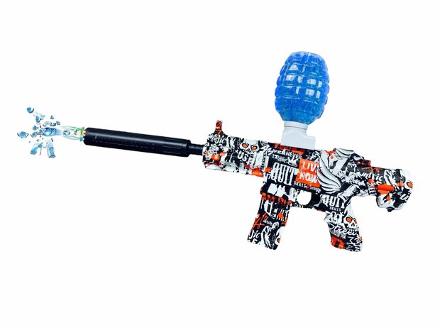Gel Blaster - Electric Gun - Red Graffiti - Complete Set Including Gel Balls - Rechargeable - 48CM