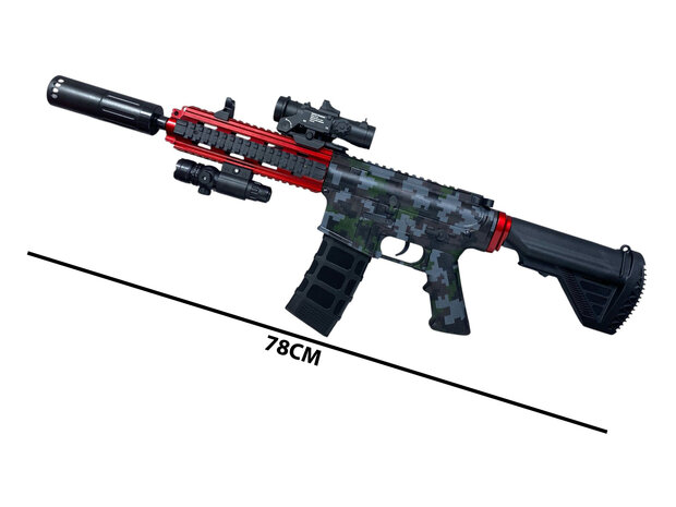 Gel Blaster - M16 - Luminous Silencer - LED Light - incl. gel balls - complete set - rechargeable - 78CM