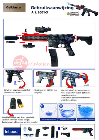 Gel Blaster - M16 - Luminous Silencer - LED Light - incl. gel balls - complete set - rechargeable - 78CM