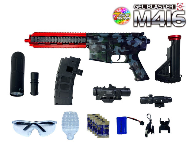 Gel Blaster - M16 - Luminous Silencer - LED Light - incl. gel balls - complete set - rechargeable - 78CM