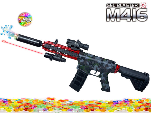 Gel Blaster - M16 - Luminous Silencer - LED Light - incl. gel balls - complete set - rechargeable - 78CM