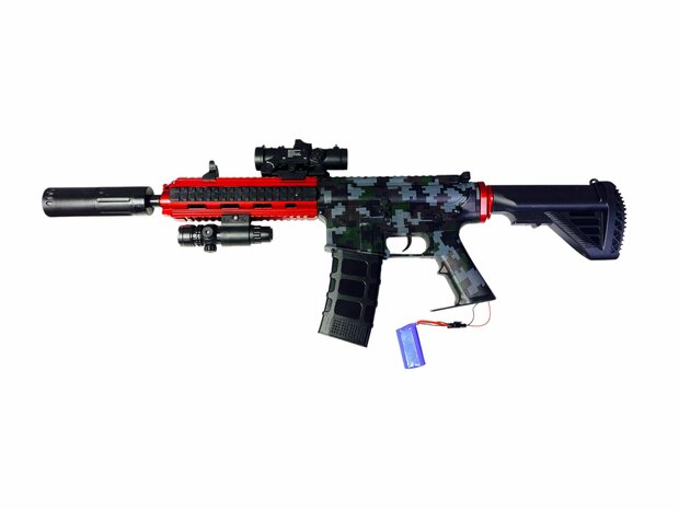Gel Blaster - M16 - Luminous Silencer - LED Light - incl. gel balls - complete set - rechargeable - 78CM