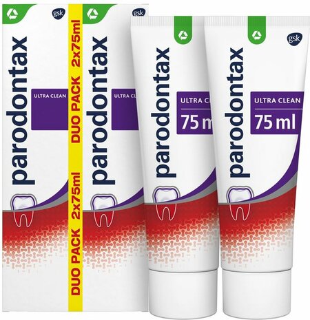 Parodontax - Ultra Clean - dagelijkse - Tandpasta - tegen bloedend tandvlees - 2x75 ml