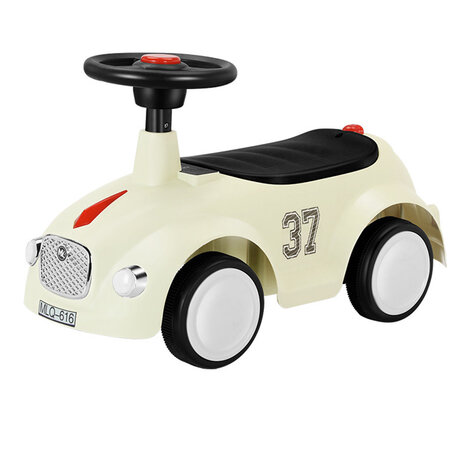 Loopauto met toeter en lichtjes 60 CM - vanaf 12 maanden - Beige
