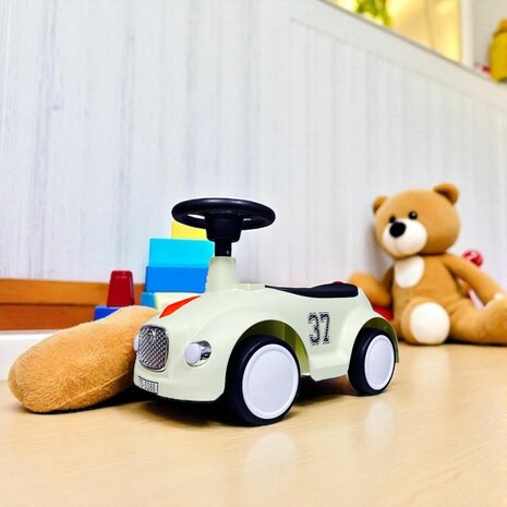 Loopauto met toeter en lichtjes 60 CM - vanaf 12 maanden - Beige