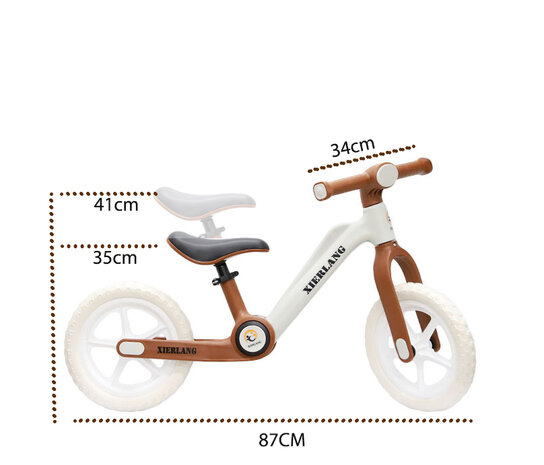 Foldable Bike - Opvouwbare Loopfiets met 1-Knops Systeem - 87CM - Bruin - licht gewicht