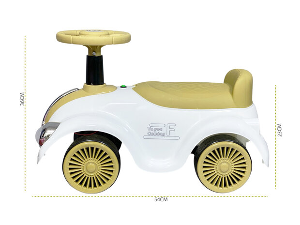 Classic Luxury Retro Car - Loopauto 55CM - Wit - muziek &amp; lichtjes