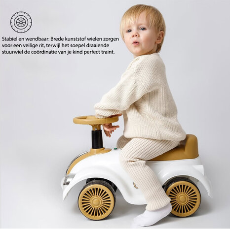 Classic Luxury Retro Car - Loopauto 55CM - Wit - muziek &amp; lichtjes