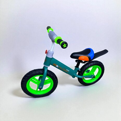 Mengle Baby - loopfiets 80 cm - Groen  - rubber banden - vanaf 1 jaar